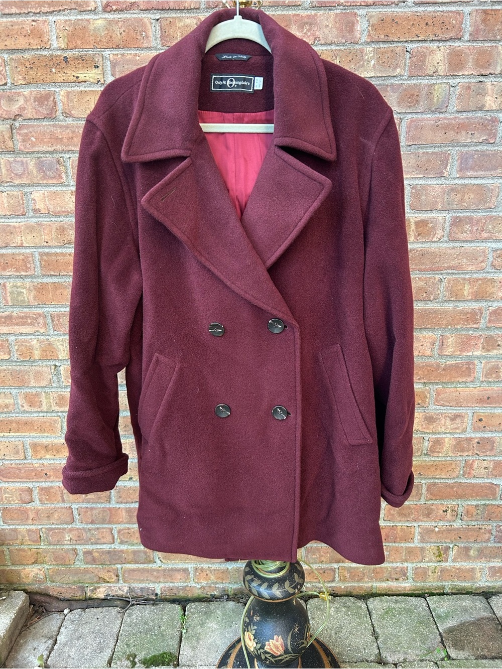 Bloomingdale's Double-Breasted Peacoat in Wine